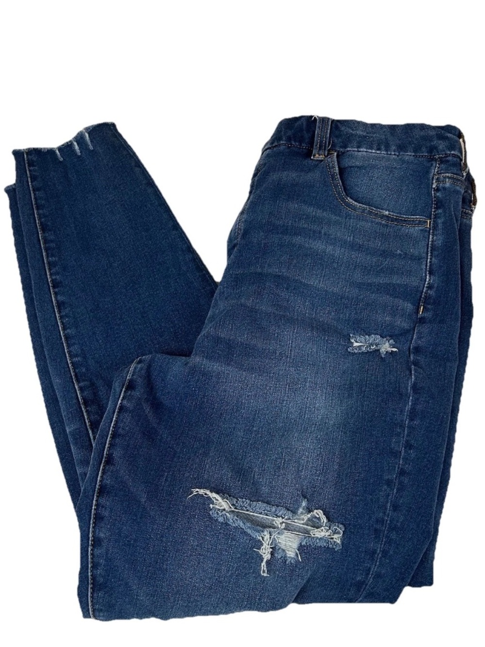 American Eagle Women’s Plus Size 14 Curvy Hi Rise Jegging Dark Wash Distress 943